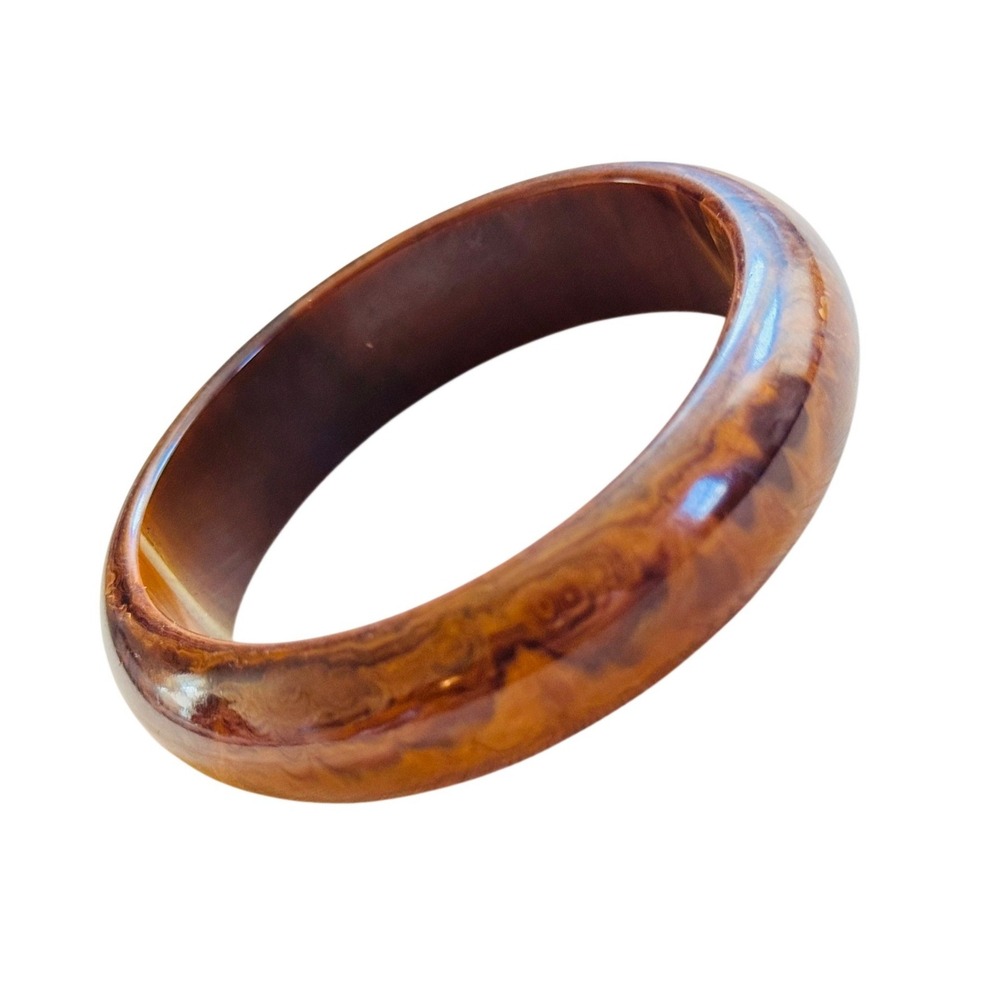VTG Rootbeer Float Swirled Bakelite Bangle Bracelet Tested Art Deco Marbleized